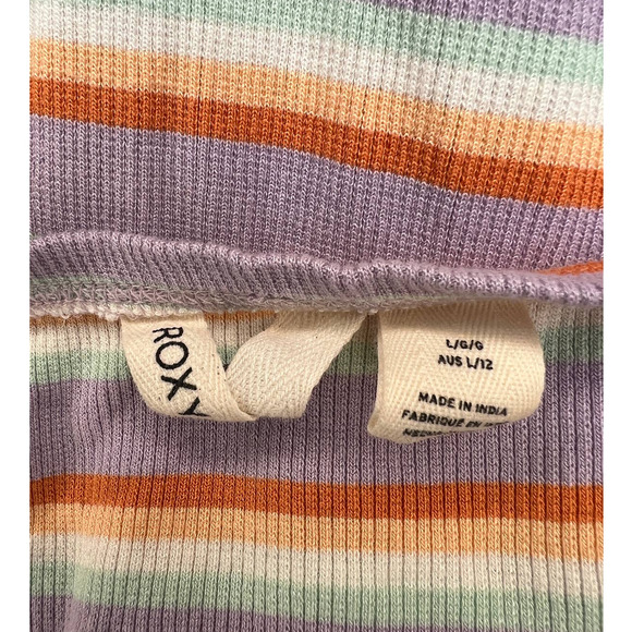 Roxy L Bring it On Multistriped V-Neck Short Sleeve Midi Dress Violet Large - Picture 8 of 8